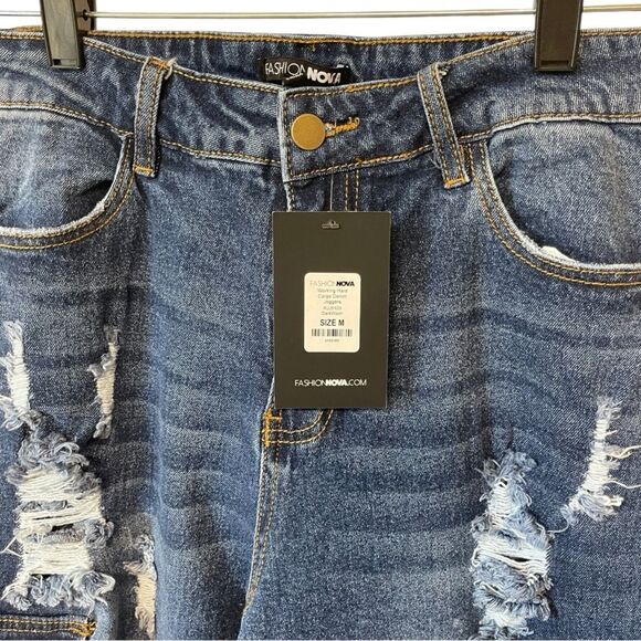 Fashion Nova Women’s Working Hard Cargo Denim Joggers-Medium - Picture 4 of 7